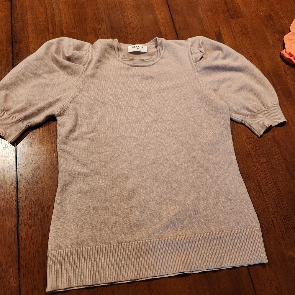 Gray Puff Sleeve Sweater